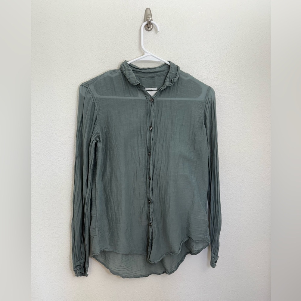 Pomandere Women's Long Sleeve Collared Silk Blend Blouse Size 38
